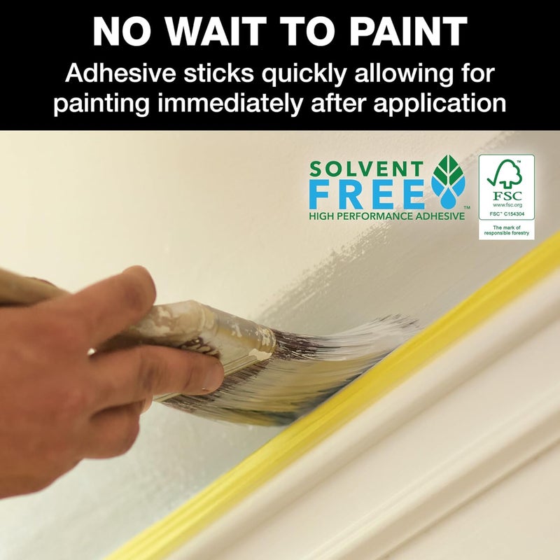 FrogTape Delicate Surface Painters Tape with PAINTBLOCK, 2 Inch Wide (1.88 In. x 60 Yds), Low Adhesion, Ideal for Freshly Painted Walls, Trim & Surfaces, Yellow, 1 Roll (280222) - Image 5